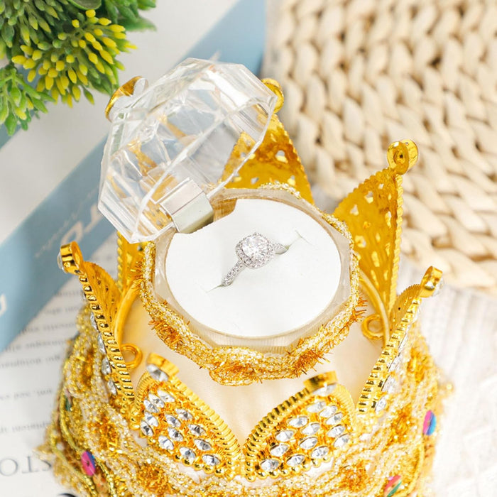 Caja de joyería de corona de color oro, caja portátil para anillo de corona - Quierox - Tienda Online