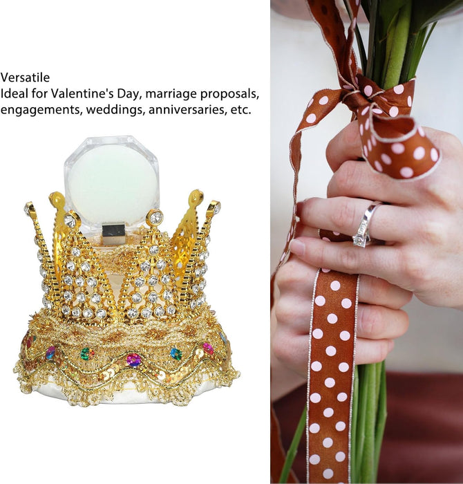 Caja de joyería de corona de color oro, caja portátil para anillo de corona - Quierox - Tienda Online