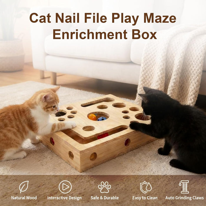 Caja de laberinto de enriquecimiento avanzada de rompecabezas de uñas para gatos - Quierox - Tienda Online