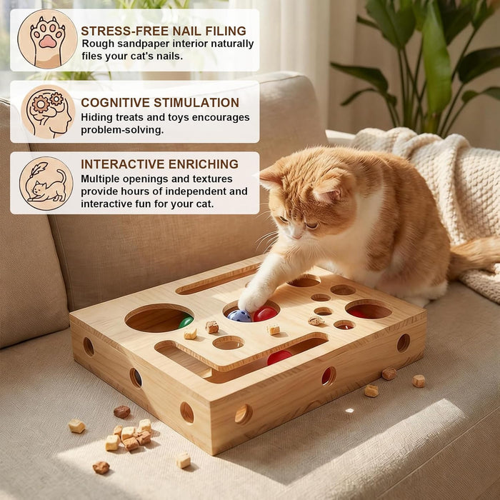 Caja de laberinto de enriquecimiento avanzada de rompecabezas de uñas para gatos - Quierox - Tienda Online