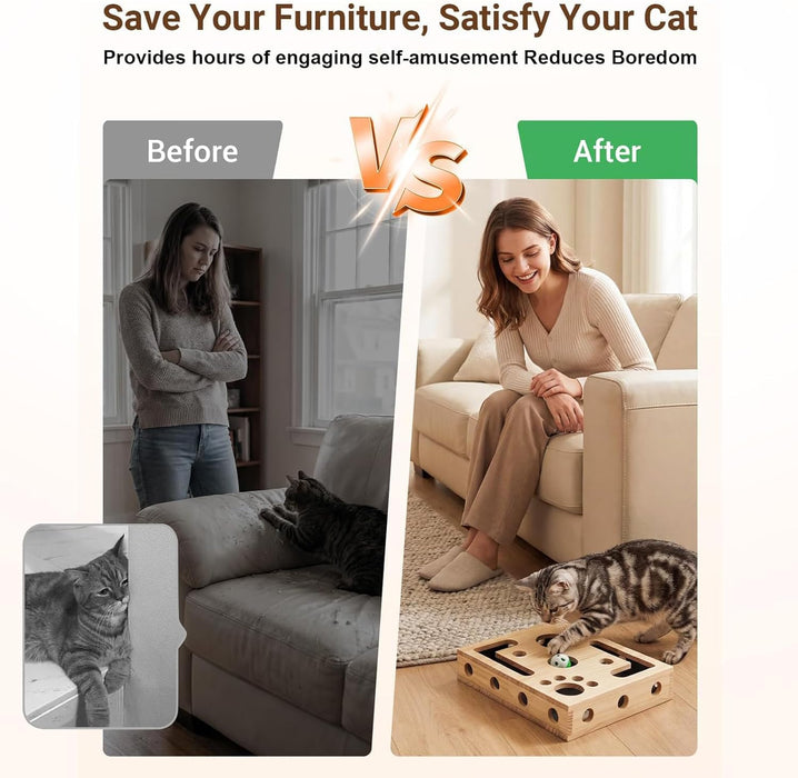 Caja de laberinto de enriquecimiento avanzada de rompecabezas de uñas para gatos - Quierox - Tienda Online