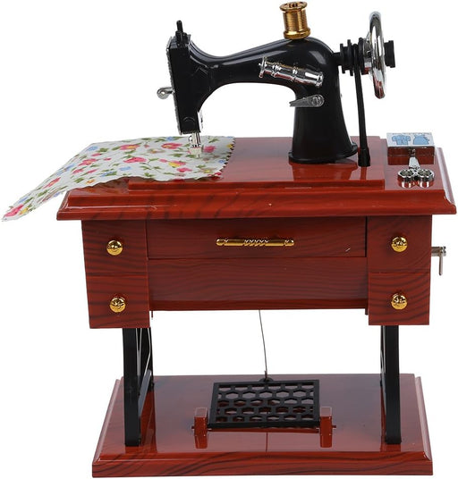 Caja de música mecánica de cuerda estilo mini máquina de coser vintage - Quierox - Tienda Online