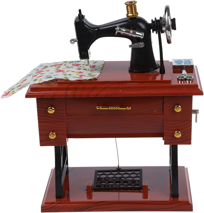 Caja de música mecánica de cuerda estilo mini máquina de coser vintage - Quierox - Tienda Online