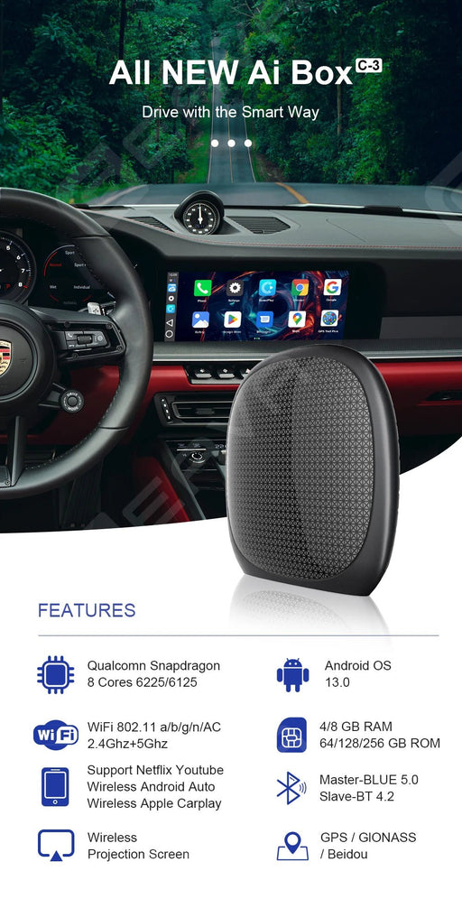 Caja de transmisión de IA para coche, dispositivo Multimedia inteligente con Android 12 - Quierox - Tienda Online