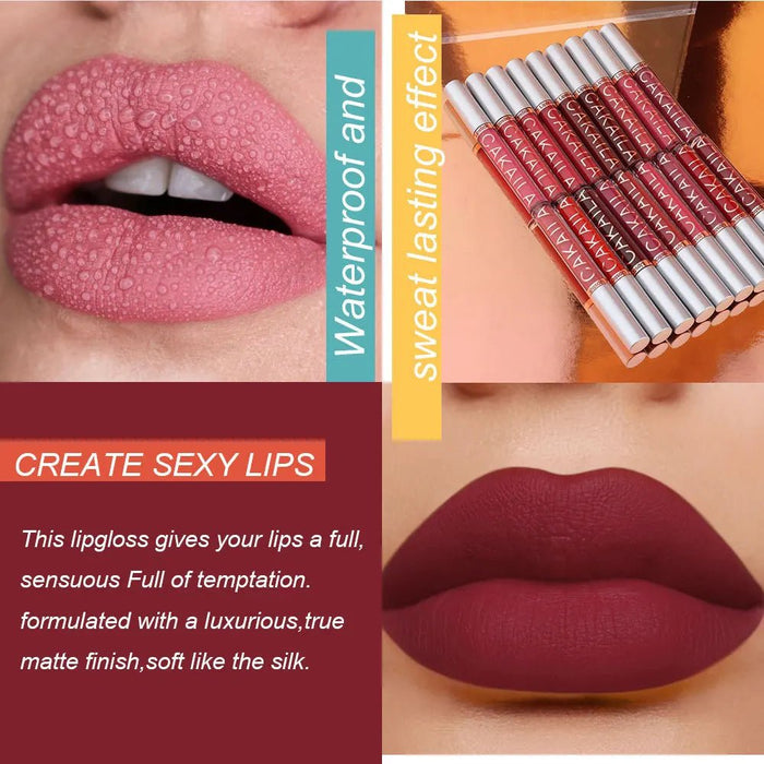 CAKAILA set de 10pcs Lápiz labial con acabado mate intenso Brillo labial Color ligero - Quierox - Tienda Online