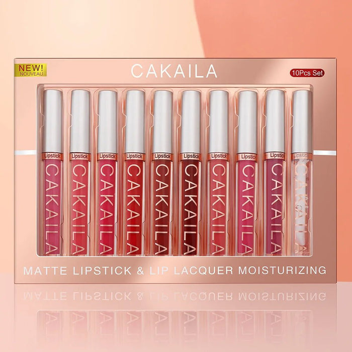 CAKAILA set de 10pcs Lápiz labial con acabado mate intenso Brillo labial Color ligero - Quierox - Tienda Online