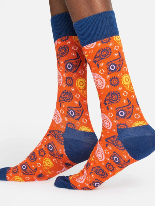 Calcetines de algodón temáticos - Naranja con estampado de cachemira - Quierox - Tienda Online
