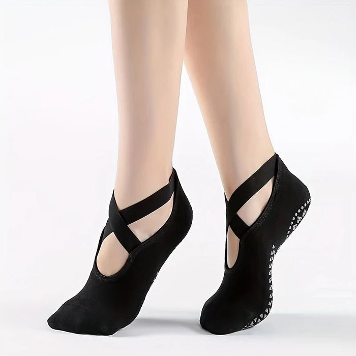 Calcetines de yoga negros para mujeres con hebilla invisible, antideslizantes - Quierox - Tienda Online