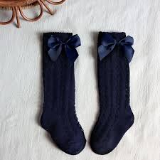 Calcetines largos hasta la rodilla con lazo para bebé, de algodón suave medias caladas - Quierox - Tienda Online