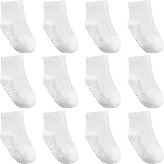 Calcetines tobilleros antideslizantes para bebé, paquete de 12 para niños y niñas - Quierox - Tienda Online