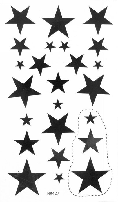 Calcomanía de arte corporal de tatuaje impermeable temporal de estrellas negras (2 piezas/lote) - Quierox - Tienda Online