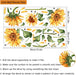 Calcomanía de pared vintage de girasol, diseño floral de jardín, flores amarillas con hojas verdes - Quierox - Tienda Online