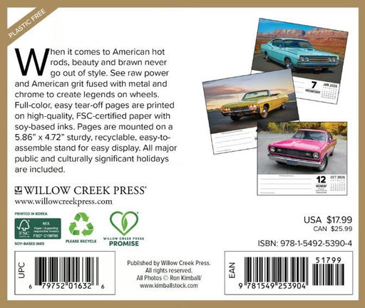 Calendario de escritorio de American Muscle Cars 2026 - Quierox - Tienda Online