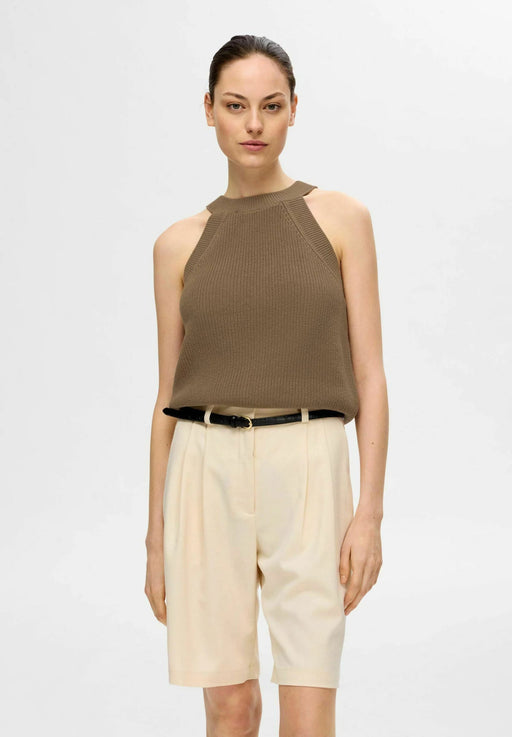 CALVIN KLEIN Top Blusa de cuello redondo y sin mangas de tejido abierto - Quierox - Tienda Online