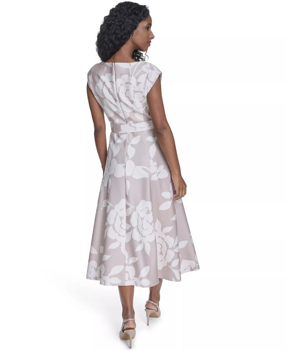 Calvin Klein Vestido midi de cuello en V con cinturón de buceo para mujer - Quierox - Tienda Online