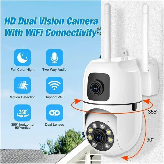 Cámara de vigilancia WiFi de doble lente de doble lente de 8 MP para exteriores - Quierox - Tienda Online