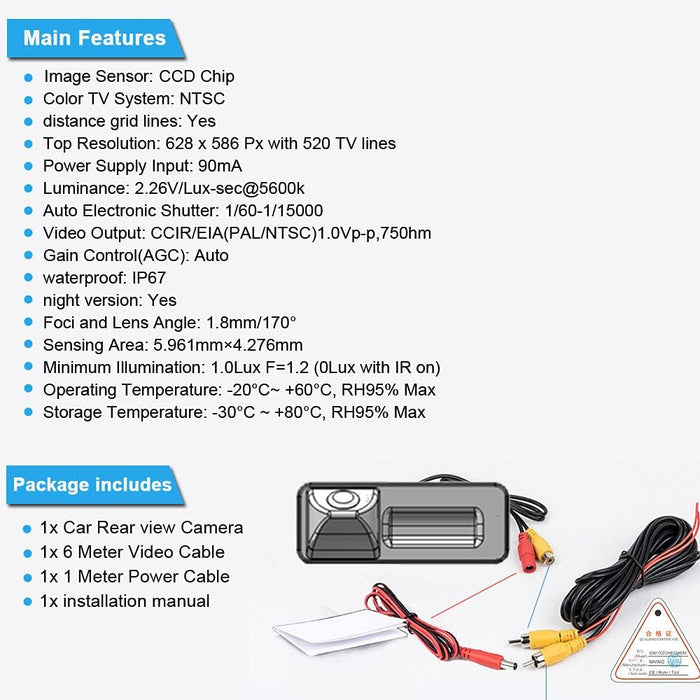 Cámara de visión trasera para coche, cámara de estacionamiento de repuesto para Ford Edge Escape 2008 - 2012 - Quierox - Tienda Online