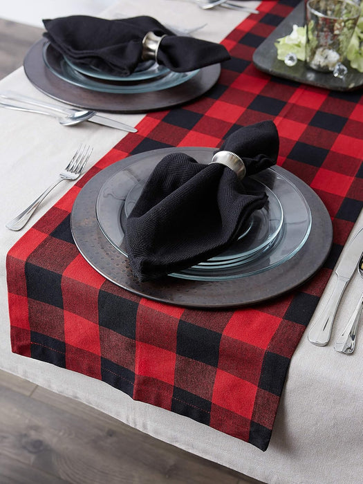 Camino de mesa clásico estilo granja de la colección Buffalo Check de DII, 14"x108" - Quierox - Tienda Online
