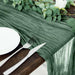 Camino de mesa de gasa de 55x300cm, color verde oliva, Mantelería rústica bohemia - Quierox - Tienda Online