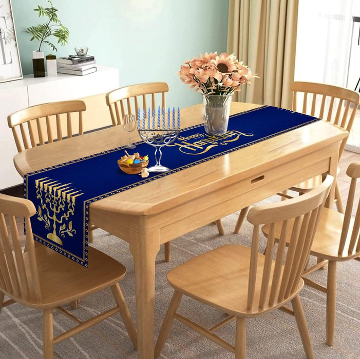 Camino de mesa de lino feliz Hanukkah decoración de Janucá judía - Quierox - Tienda Online