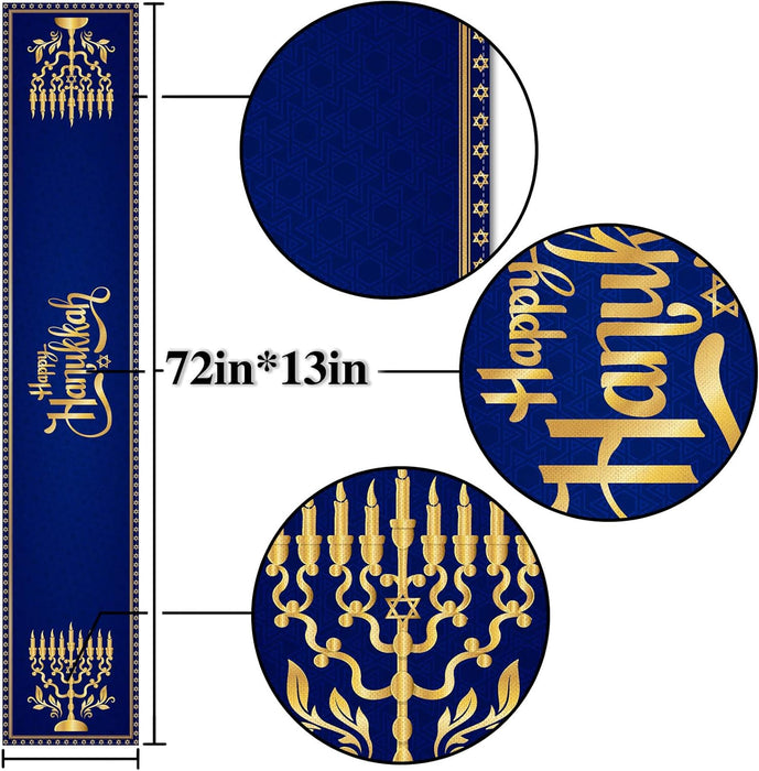 Camino de mesa de lino feliz Hanukkah decoración de Janucá judía - Quierox - Tienda Online