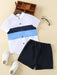 Camisa con bloques de color combinado con shorts para niños - Quierox - Tienda Online