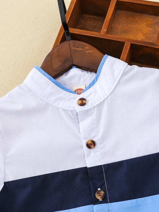 Camisa con bloques de color combinado con shorts para niños - Quierox - Tienda Online