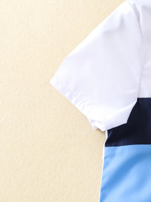 Camisa con bloques de color combinado con shorts para niños - Quierox - Tienda Online