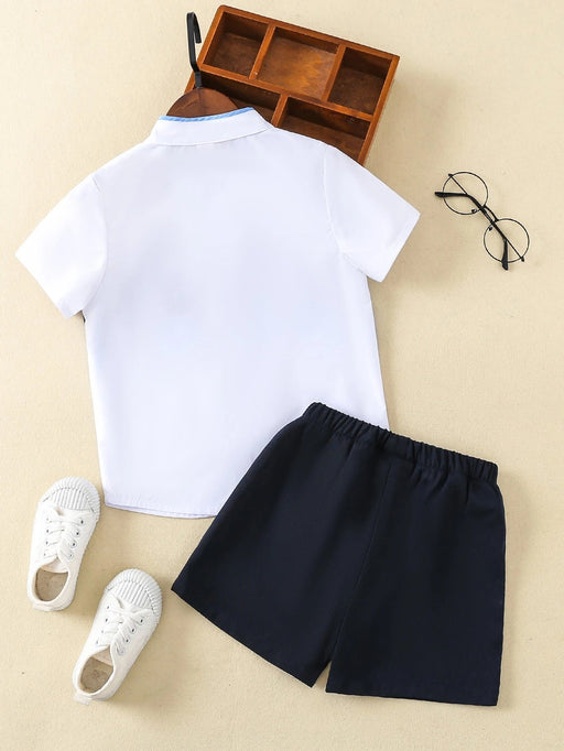 Camisa con bloques de color combinado con shorts para niños - Quierox - Tienda Online