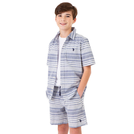 Camisa de algodón tejida de manga corta de US Polo Assn (para niños) - Quierox - Tienda Online