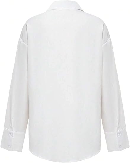 Camisa de botones de color liso, de manga larga, blusas para mujer - Quierox - Tienda Online