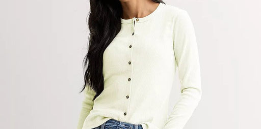 Camisa de manga larga con botones acanalada Sonoma Goods For Life® para mujer - Quierox - Tienda Online