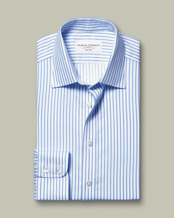 Camisa de sarga a rayas que no necesita planchado - Azul aciano - Quierox - Tienda Online