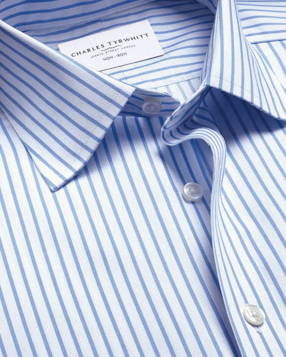 Camisa de sarga a rayas que no necesita planchado - Azul aciano - Quierox - Tienda Online