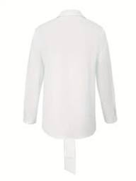 Camisa Elegante de Mujer para Ir al Trabajo con Color Sólido y Diseño de Lazo - Quierox - Tienda Online