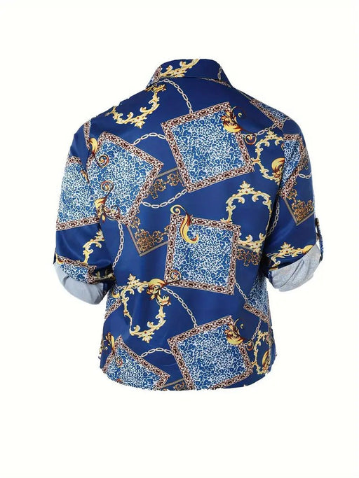 Camisa estampada con botones delanteros, camisa casual de manga larga con solapa - Quierox - Tienda Online