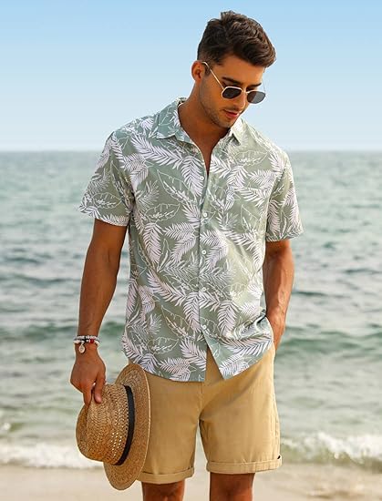 Camisa hawaiana para hombre de manga corta con botones - Quierox - Tienda Online