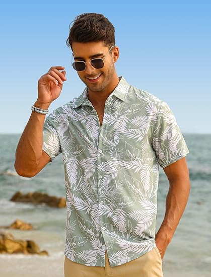 Camisa hawaiana para hombre de manga corta con botones - Quierox - Tienda Online