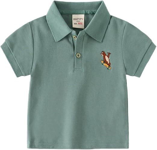 Camisa polo de piqué de manga corta para niños pequeños con botones impresos - Quierox - Tienda Online