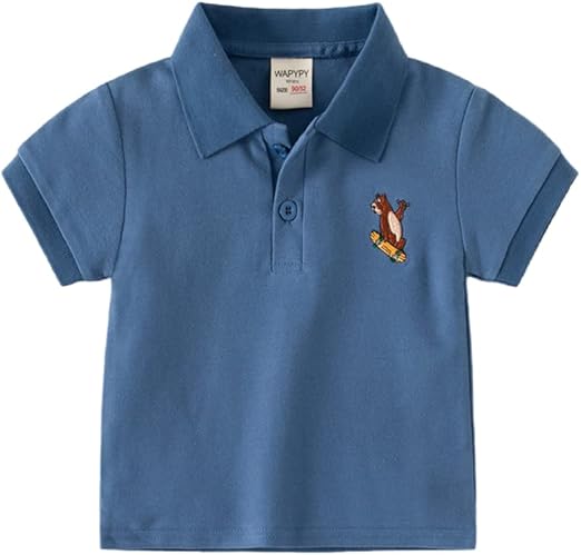 Camisa polo de piqué de manga corta para niños pequeños con botones impresos - Quierox - Tienda Online