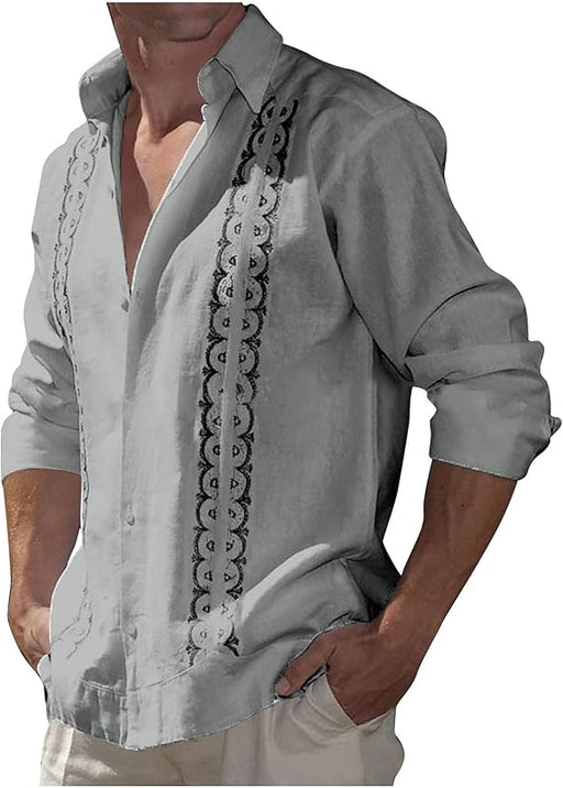 Camisas de algodón y lino con botones para hombre - Quierox - Tienda Online