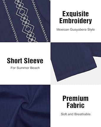 Camisas de guayabera cubana para hombre, manga corta, casual, con botones, para playa - Quierox - Tienda Online