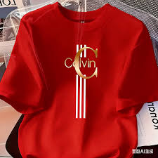 Camiseta casual de manga corta con cuello redondo con estampado de calvin - Quierox - Tienda Online