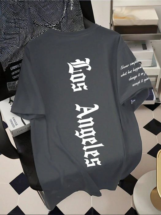Camiseta casual y gráfico gótico en inglés de Los Ángeles para adolescentes varones - Quierox - Tienda Online