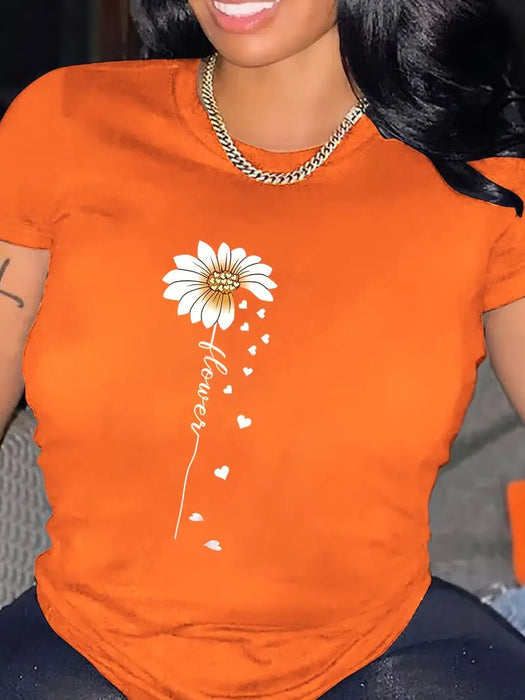 Camiseta con estampado de flores, manga corta - Quierox - Tienda Online