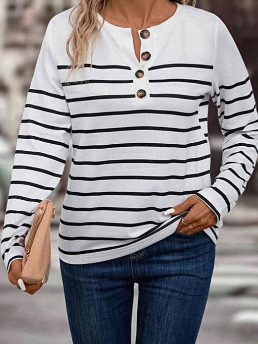 Camiseta con estampado de rayas con botones - Quierox - Tienda Online