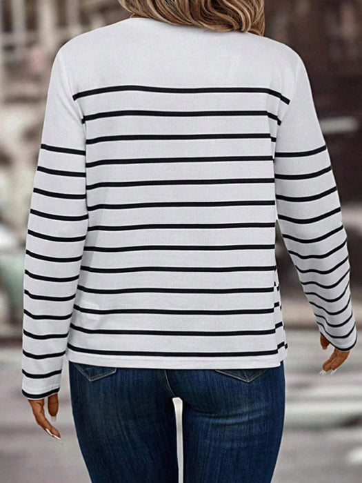 Camiseta con estampado de rayas con botones - Quierox - Tienda Online