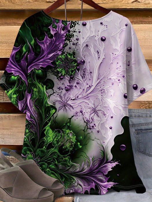 Camiseta con estampado floral blusa informal de manga corta - Quierox - Tienda Online