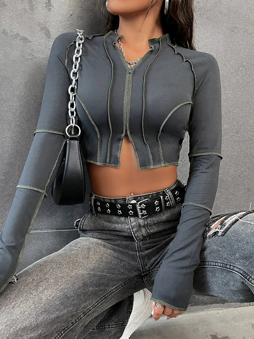 Camiseta corta con cremallera y mangas raglán con pespuntes Coolane - Quierox - Tienda Online