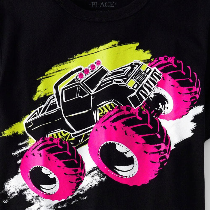 Camiseta de algodón para niños, auténtica exportación vietnamita, negra con coche rosa - Quierox - Tienda Online